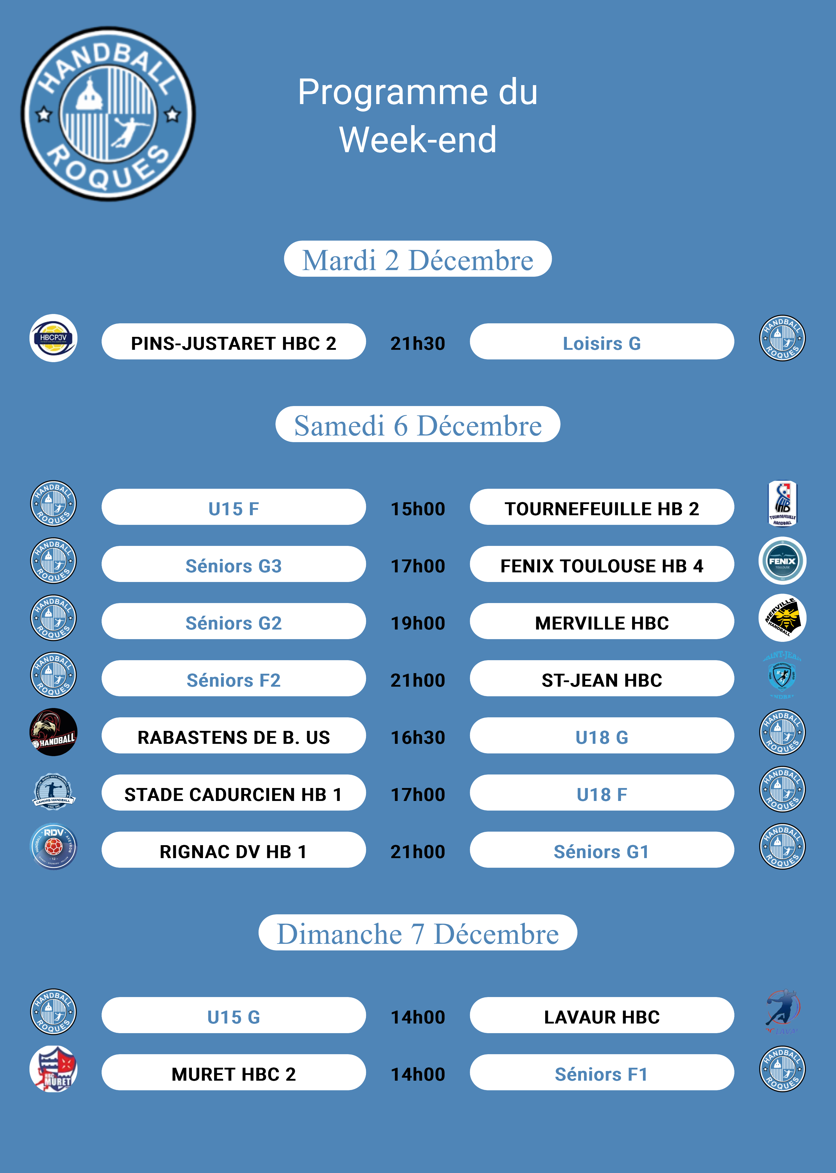 Programme de la semaine