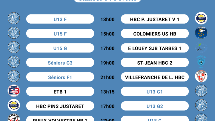 Programme des matchs